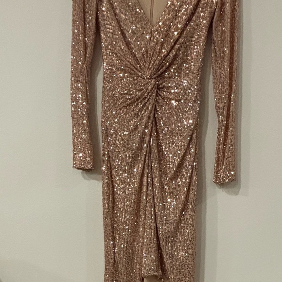 Glamorous High-Low Sequin Dress in Gold - Picture 2 of 3